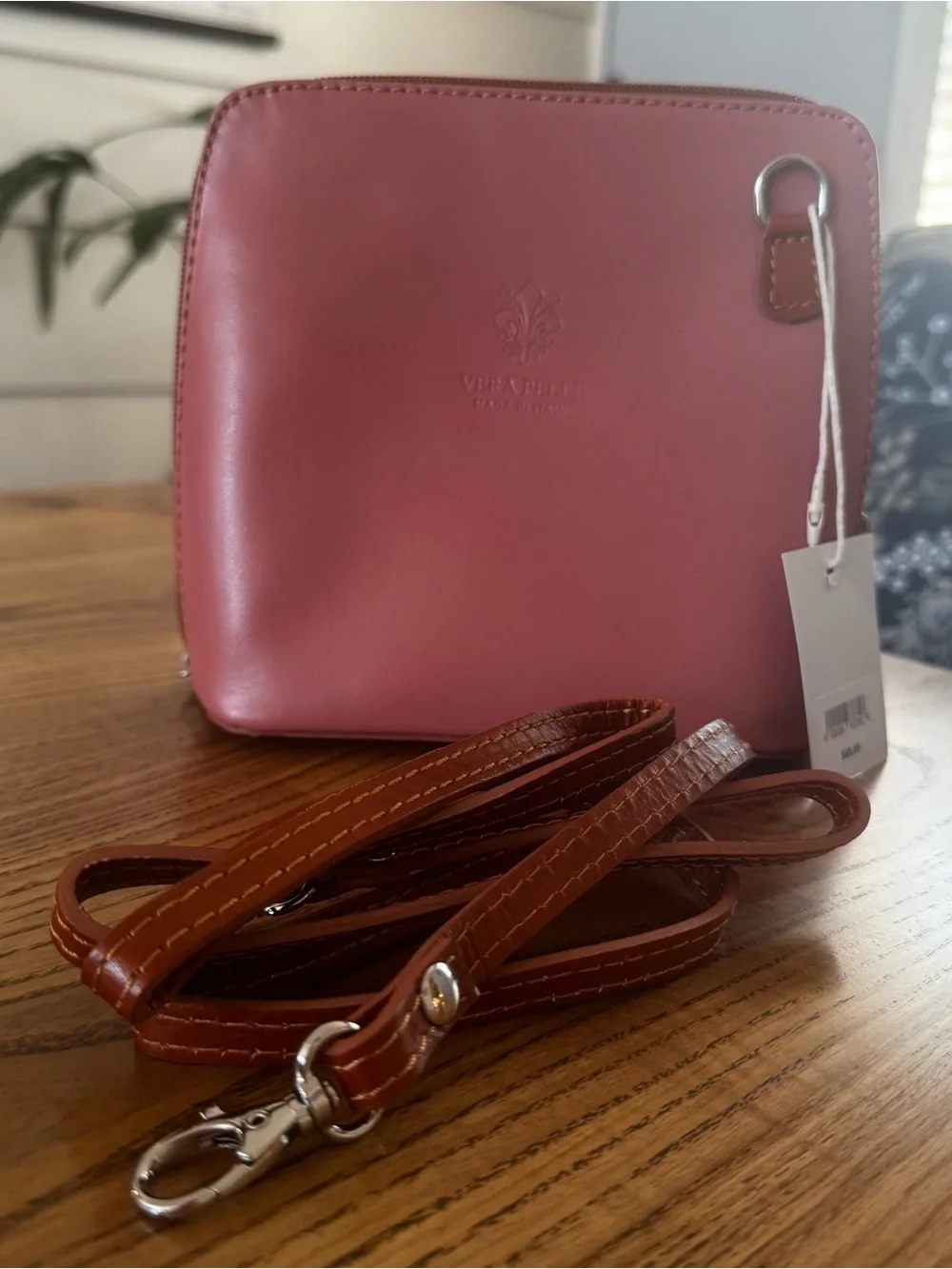 Solo Perche Pink Leather Crossbody Bag NWT